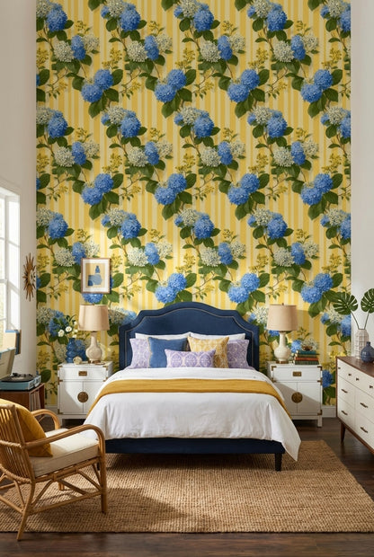 Floral Wallpaper Striped Removable Vintage Wall Mural