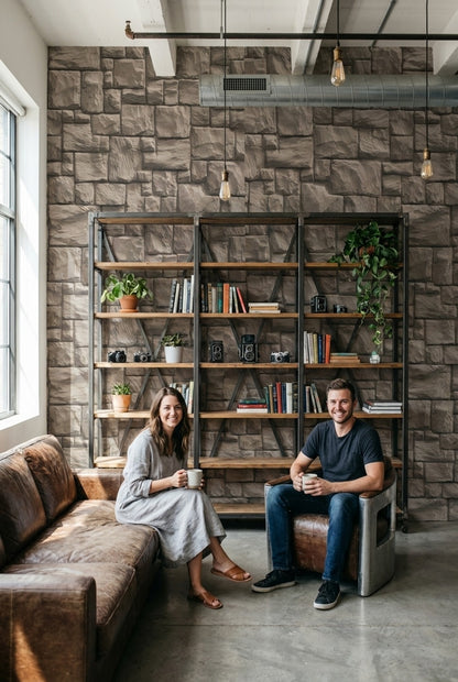 Stone Texture Wallpaper Brown Rustic Removable Wall Decor