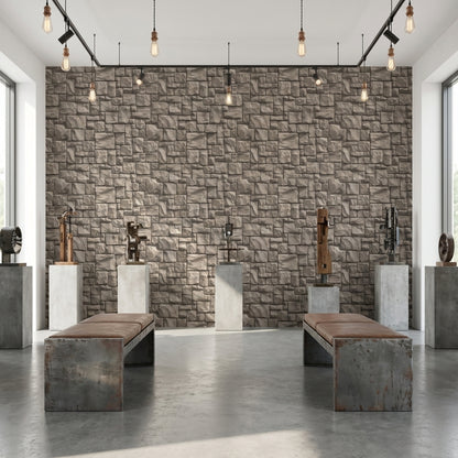 Stone Texture Wallpaper Brown Rustic Removable Wall Decor