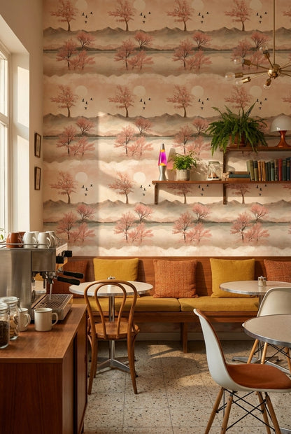 Cherry Blossoms Wallpaper Birds Removable Mountains Wall Mural