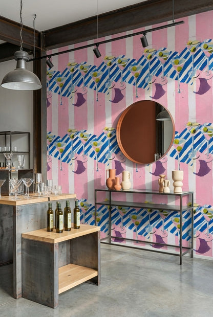 Striped Wallpaper Martini Contemporary Removable Wall Decor