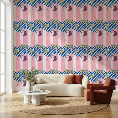 Striped Wallpaper Martini Contemporary Removable Wall Decor