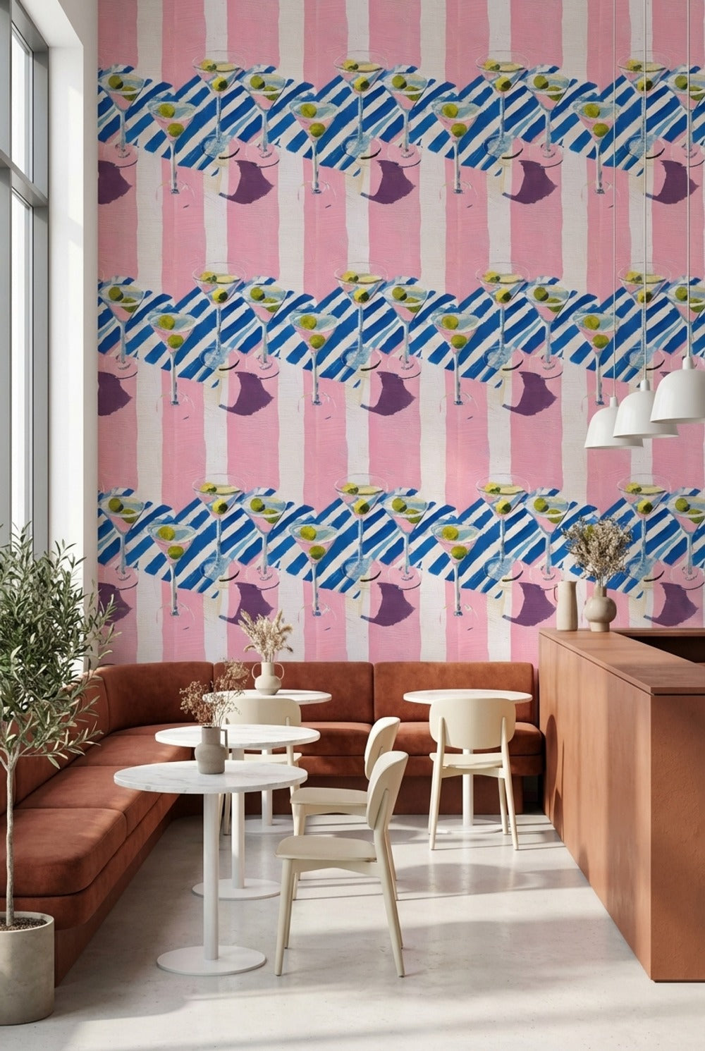 Striped Wallpaper Martini Contemporary Removable Wall Decor
