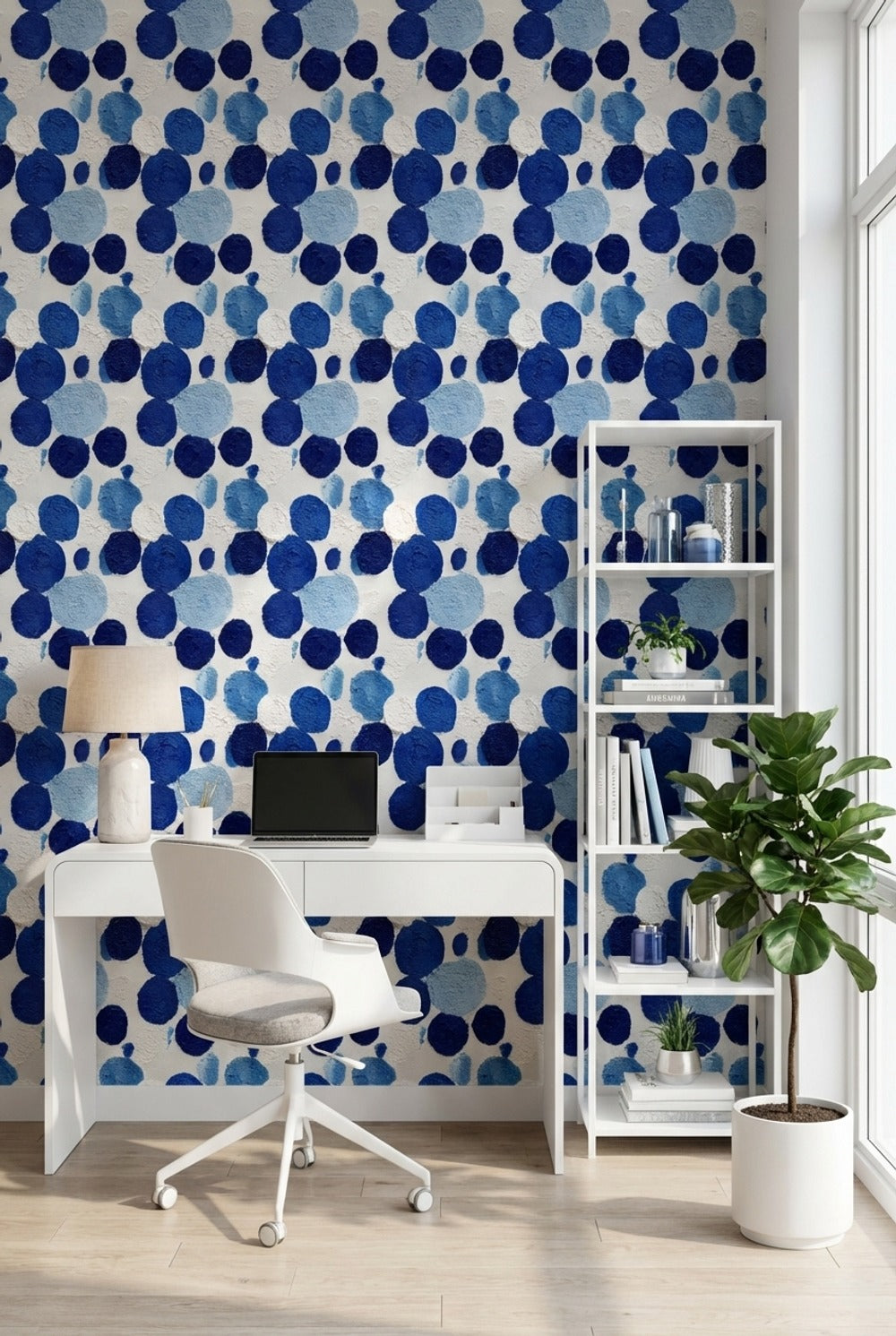 White Background Wallpaper Blue Abstract Decorative Mural
