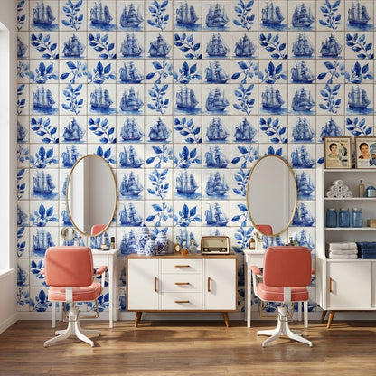 White Background Wallpaper Vintage Removable Nautical Wall Mural