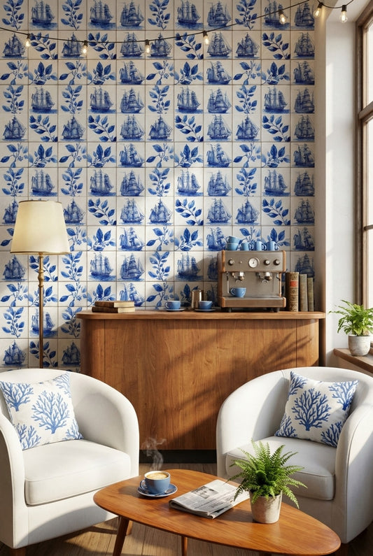 White Background Wallpaper Vintage Removable Nautical Wall Mural