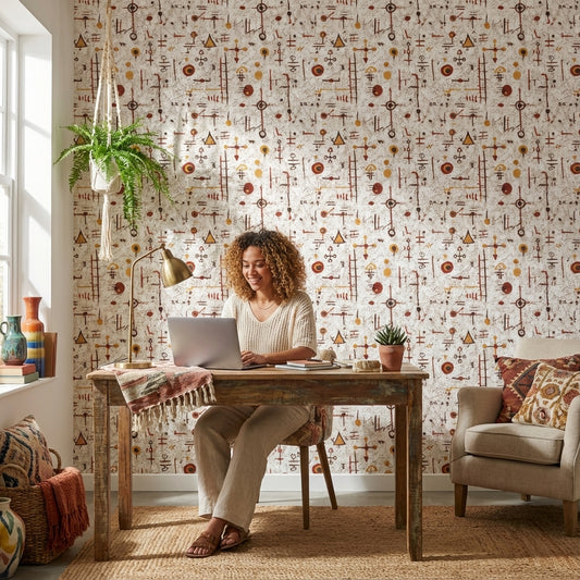 White Background Wallpaper Geometric Abstract Wall Decor