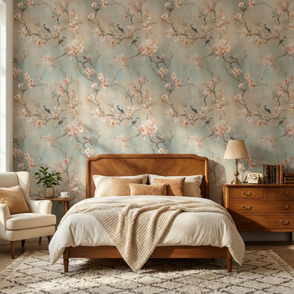 Floral Wallpaper Birds Vintage Wall Mural