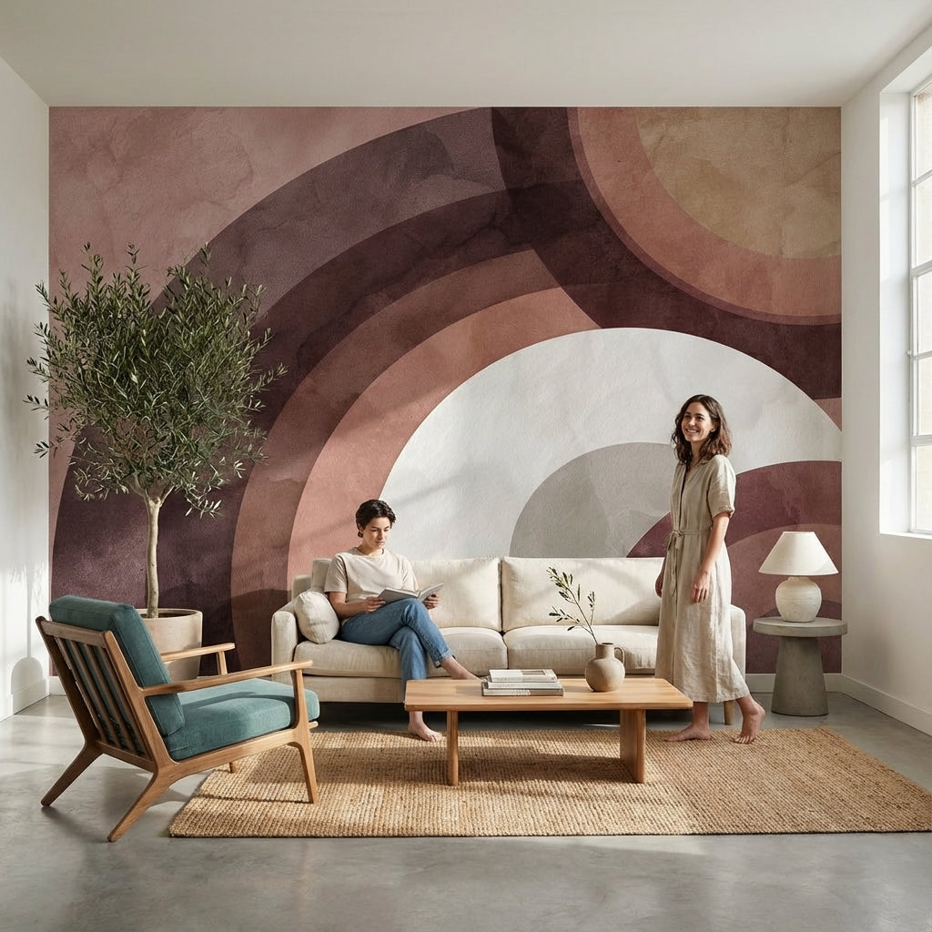 Modern Geometric Wallpaper Abstract Removable Circles Wall Mural