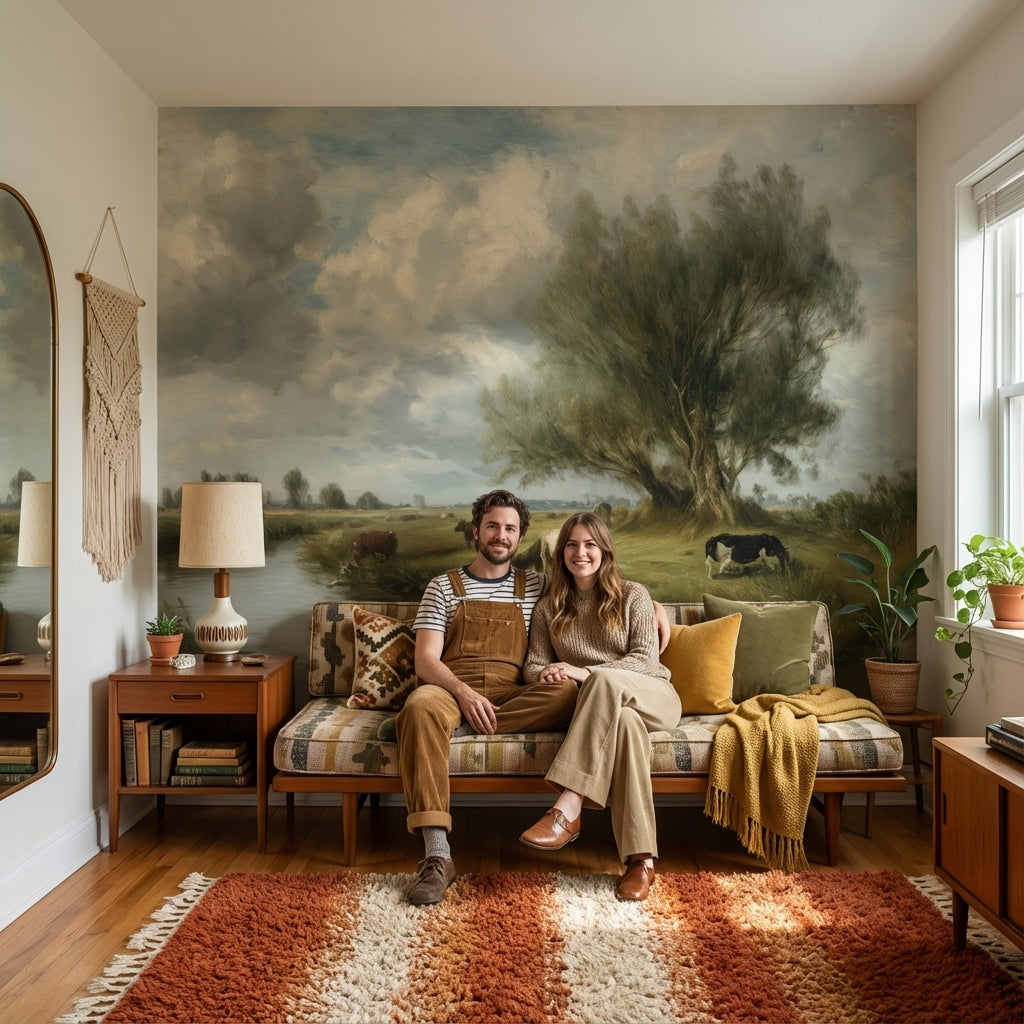 Shades Of Green Wallpaper Classic River Wall Mural