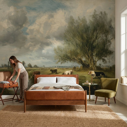 Shades Of Green Wallpaper Classic River Wall Mural