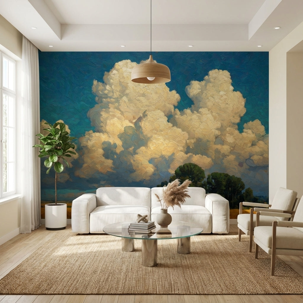 Landscape Wallpaper Clouds Blue Sky Removable Wall Decor