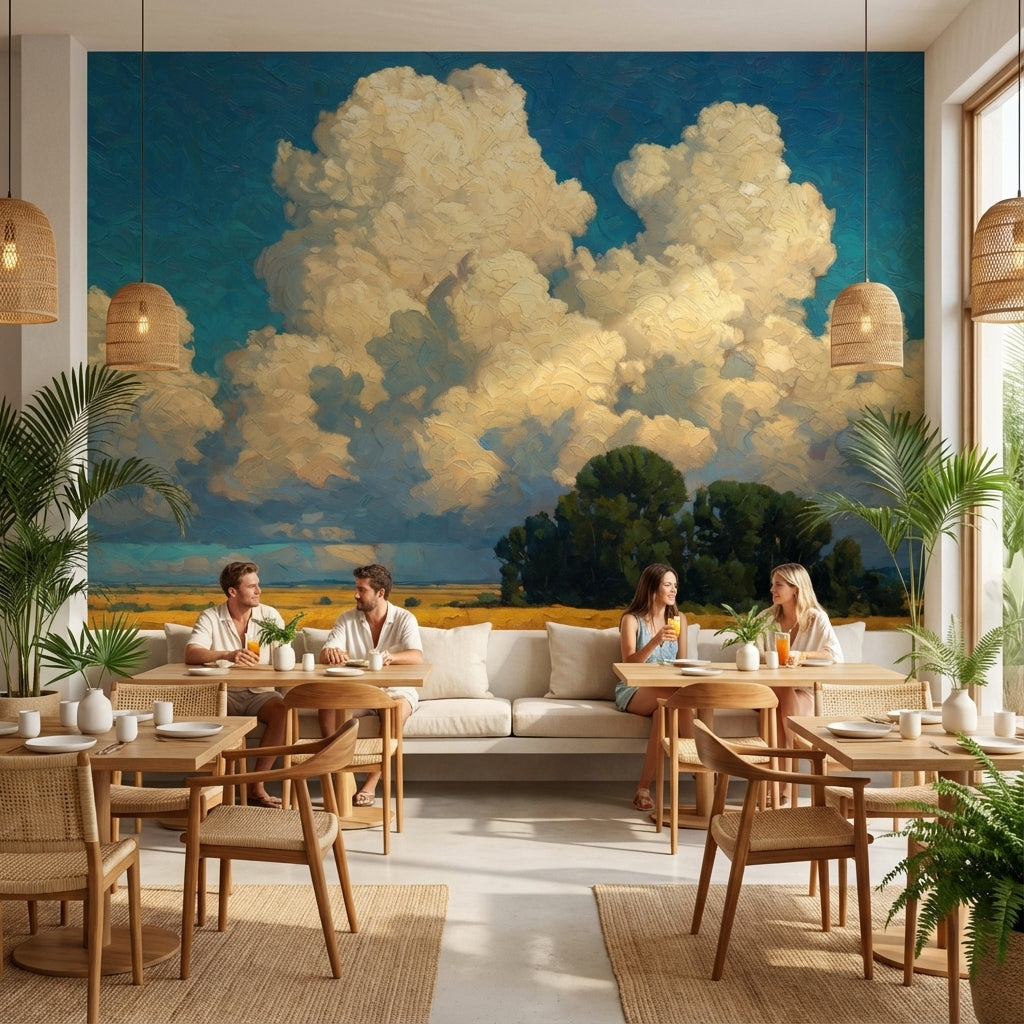 Landscape Wallpaper Clouds Blue Sky Removable Wall Decor