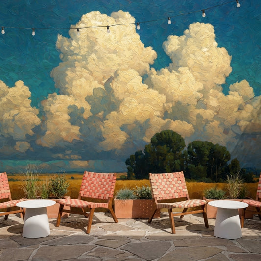 Landscape Wallpaper Clouds Blue Sky Removable Wall Decor