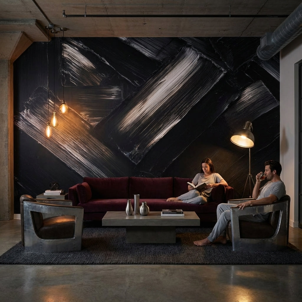 Abstract Wallpaper Black Removable Geometric Wall Mural