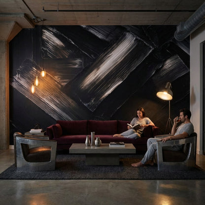 Abstract Wallpaper Black Removable Geometric Wall Mural