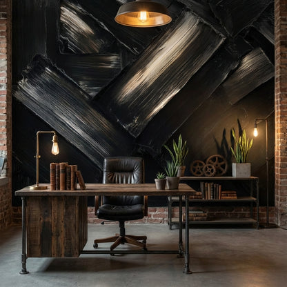 Abstract Wallpaper Black Removable Geometric Wall Mural