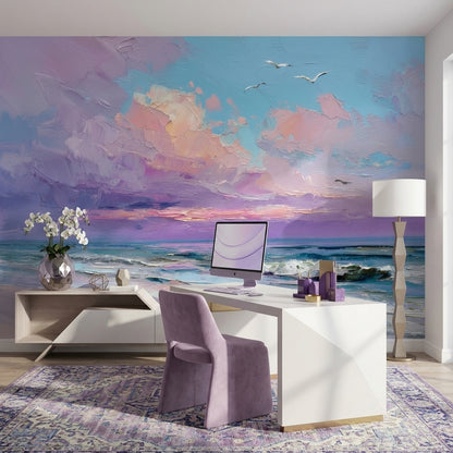 Coastal Wallpaper Sunset Removable Seascape Wall Mural