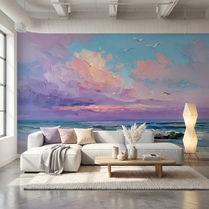 Coastal Wallpaper Sunset Removable Seascape Wall Mural