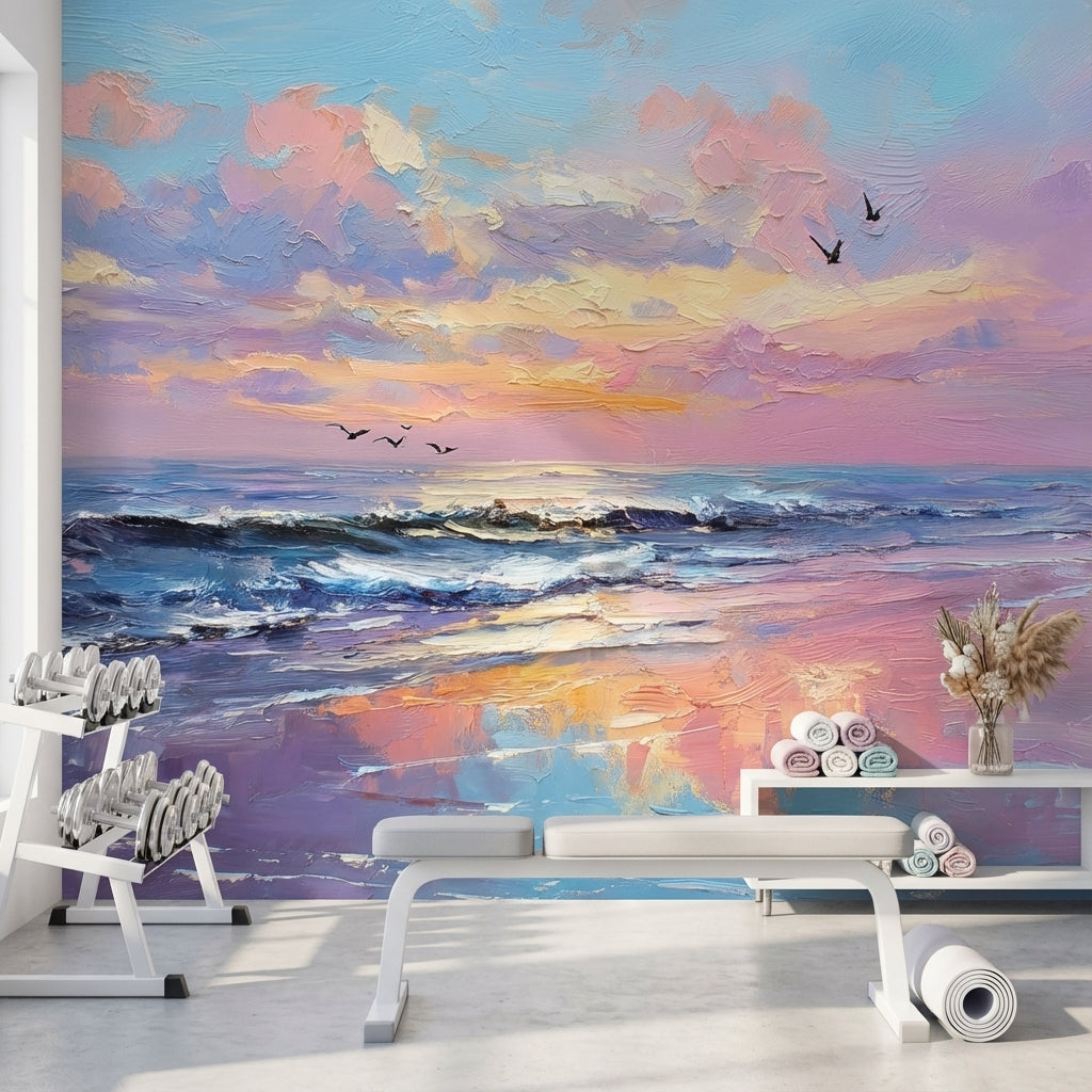 Seascape Wallpaper Sunset Ocean Removable Wall Decor