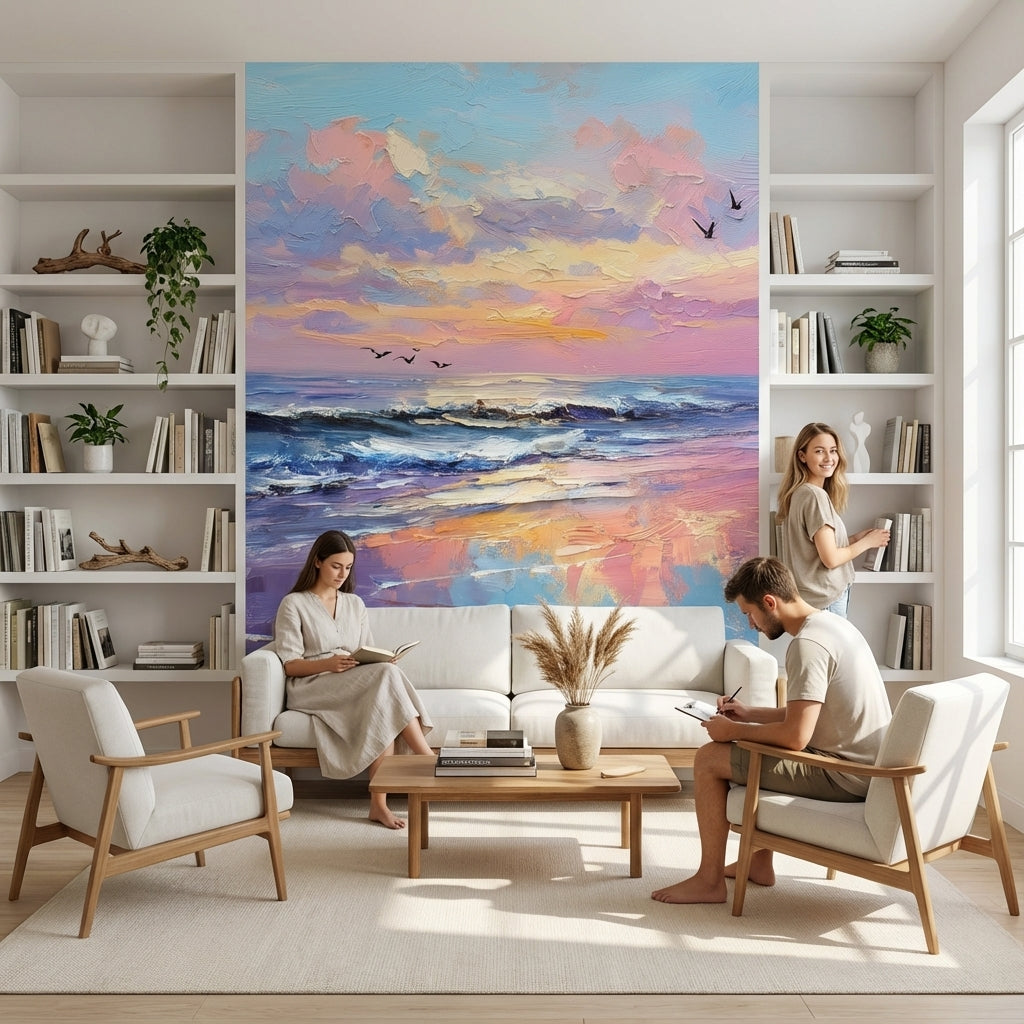 Seascape Wallpaper Sunset Ocean Removable Wall Decor