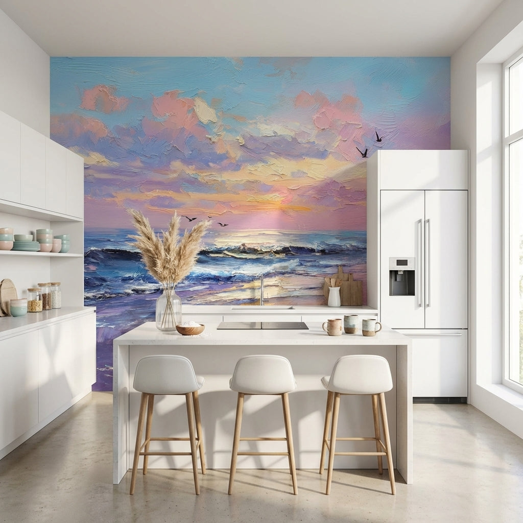 Seascape Wallpaper Sunset Ocean Removable Wall Decor