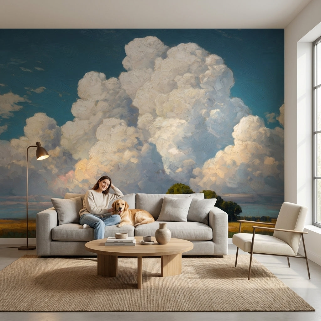 Clouds Landscape Wallpaper Blue Sky Removable Field Mural