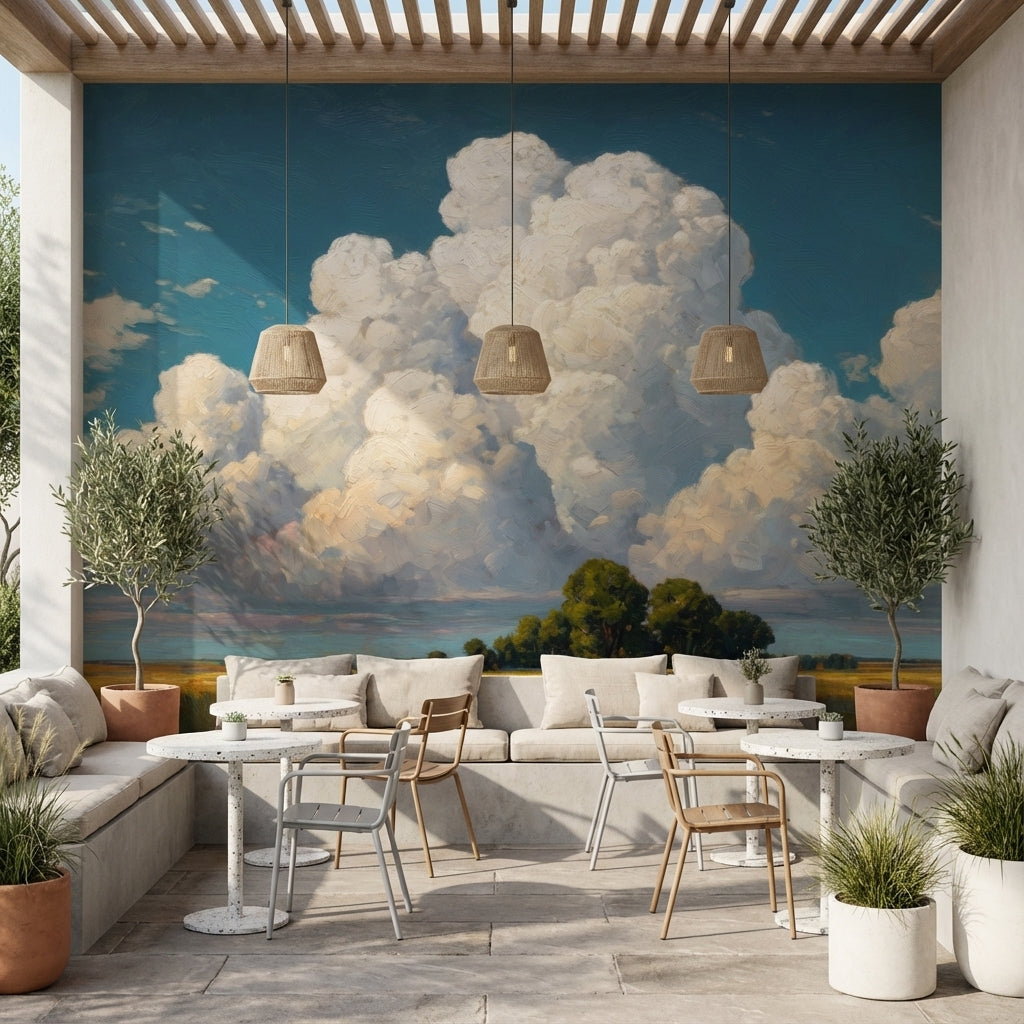 Clouds Landscape Wallpaper Blue Sky Removable Field Mural