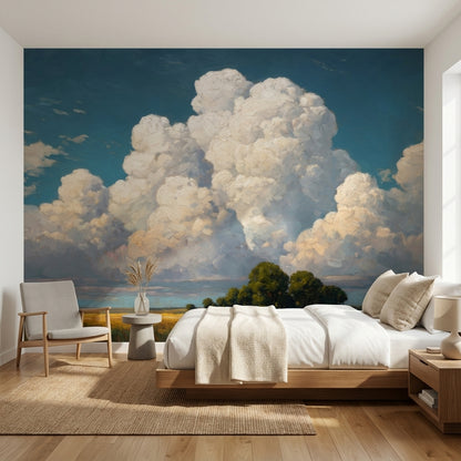 Clouds Landscape Wallpaper Blue Sky Removable Field Mural