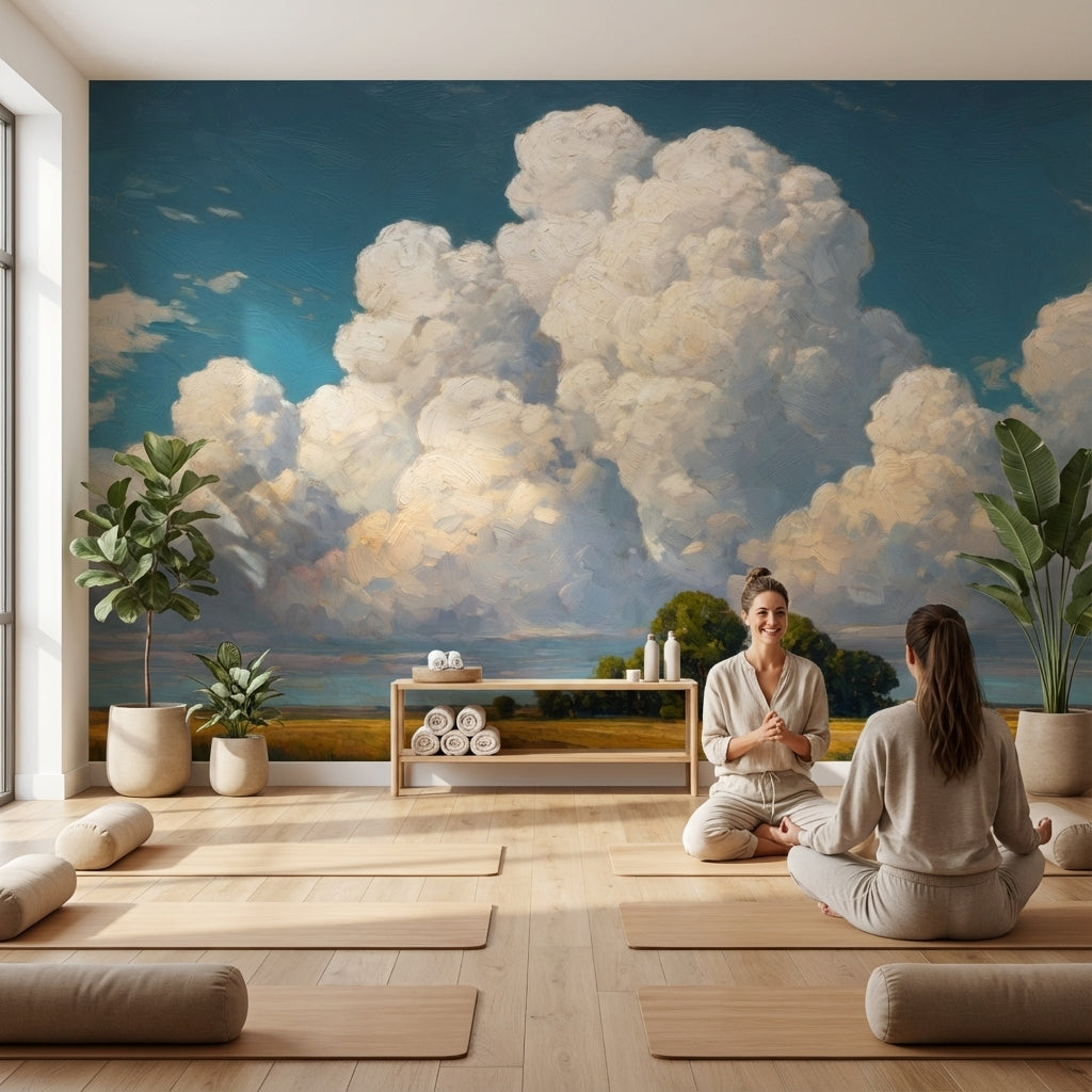 Clouds Landscape Wallpaper Blue Sky Removable Field Mural