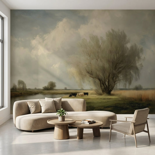Landscape Wallpaper Tree Vintage Removable Wall Decor