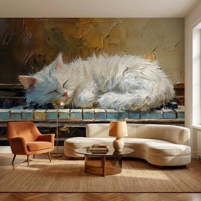 Cat Wallpaper Piano Brown Removable Wall Decor