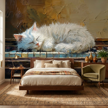 Cat Wallpaper Piano Brown Removable Wall Decor