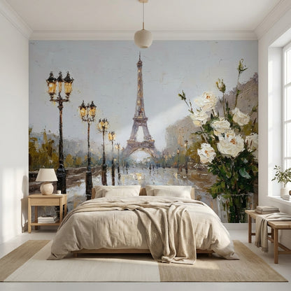 Eiffel Tower Wallpaper Paris Impressionism Wall Mural
