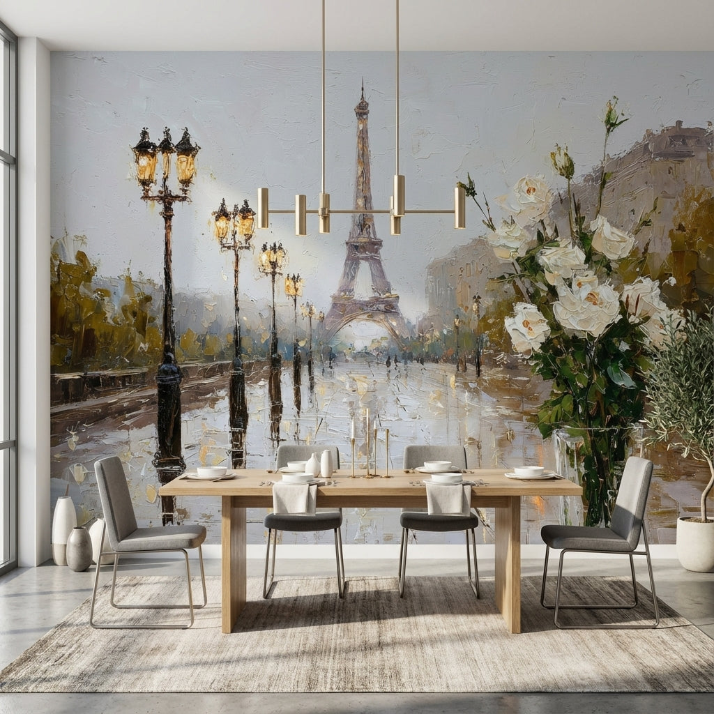 Eiffel Tower Wallpaper Paris Impressionism Wall Mural
