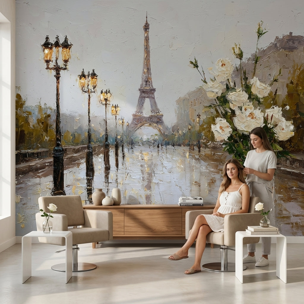 Eiffel Tower Wallpaper Paris Impressionism Wall Mural