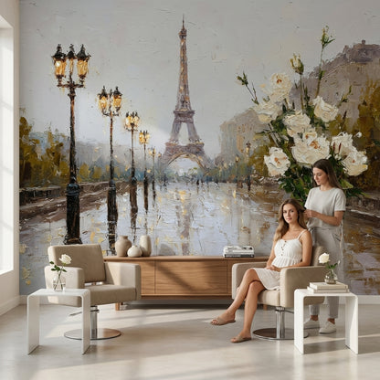 Eiffel Tower Wallpaper Paris Impressionism Wall Mural