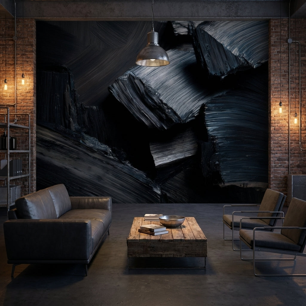 Abstract Wallpaper Brushstrokes Dark Wall Decor