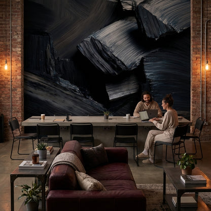 Abstract Wallpaper Brushstrokes Dark Wall Decor