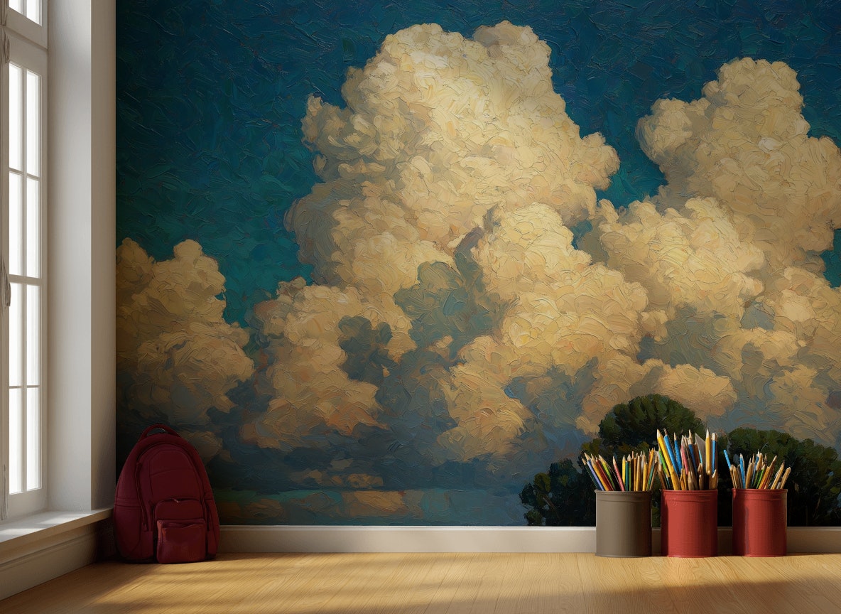 Landscape Wallpaper Clouds Blue Sky Removable Wall Decor