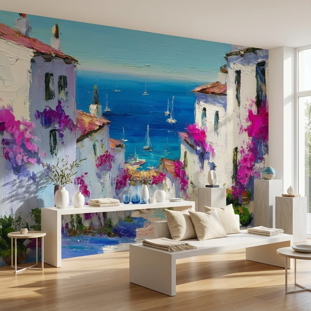 Coastal Wallpaper Mediterranean Removable Bougainvillea Wall Mural
