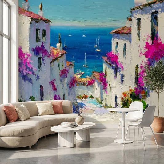 Coastal Wallpaper Mediterranean Removable Bougainvillea Wall Mural