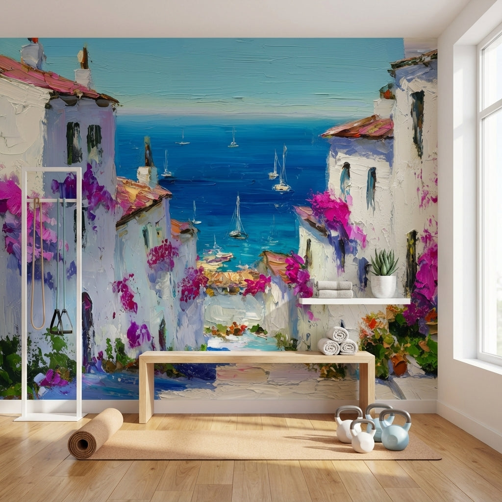 Coastal Wallpaper Mediterranean Removable Bougainvillea Wall Mural