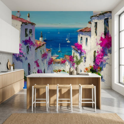 Coastal Wallpaper Mediterranean Removable Bougainvillea Wall Mural