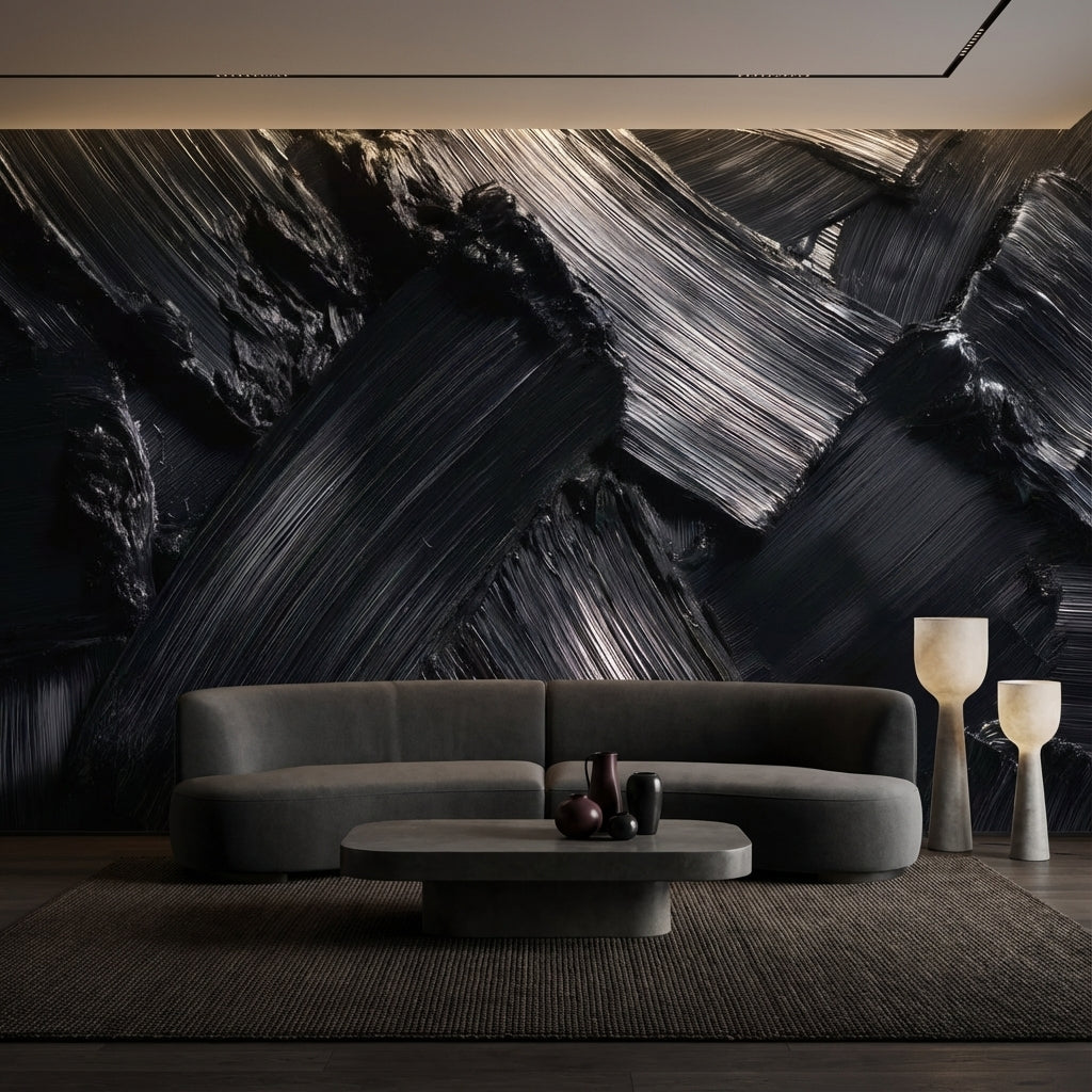 Modern Abstract Wallpaper Dark Removable Glossy Wall Mural