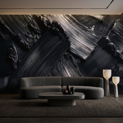 Modern Abstract Wallpaper Dark Removable Glossy Wall Mural
