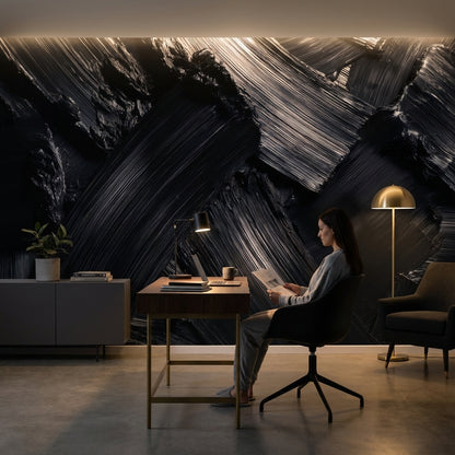 Modern Abstract Wallpaper Dark Removable Glossy Wall Mural