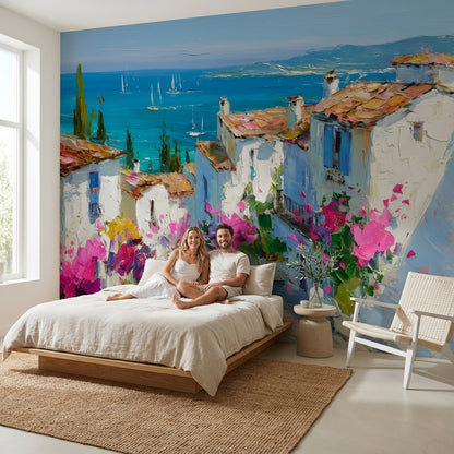 Mediterranean Wallpaper Coastal Sea Wall Decor