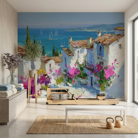 Mediterranean Wallpaper Coastal Sea Wall Decor