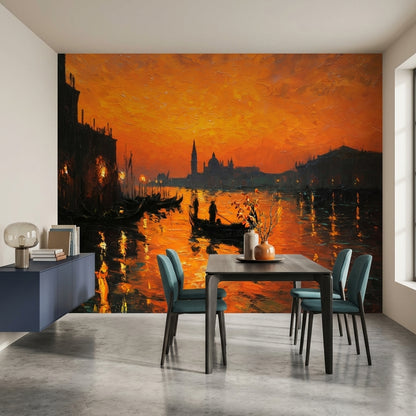 Venice Wallpaper Sunset Gondolas Removable Wall Decor
